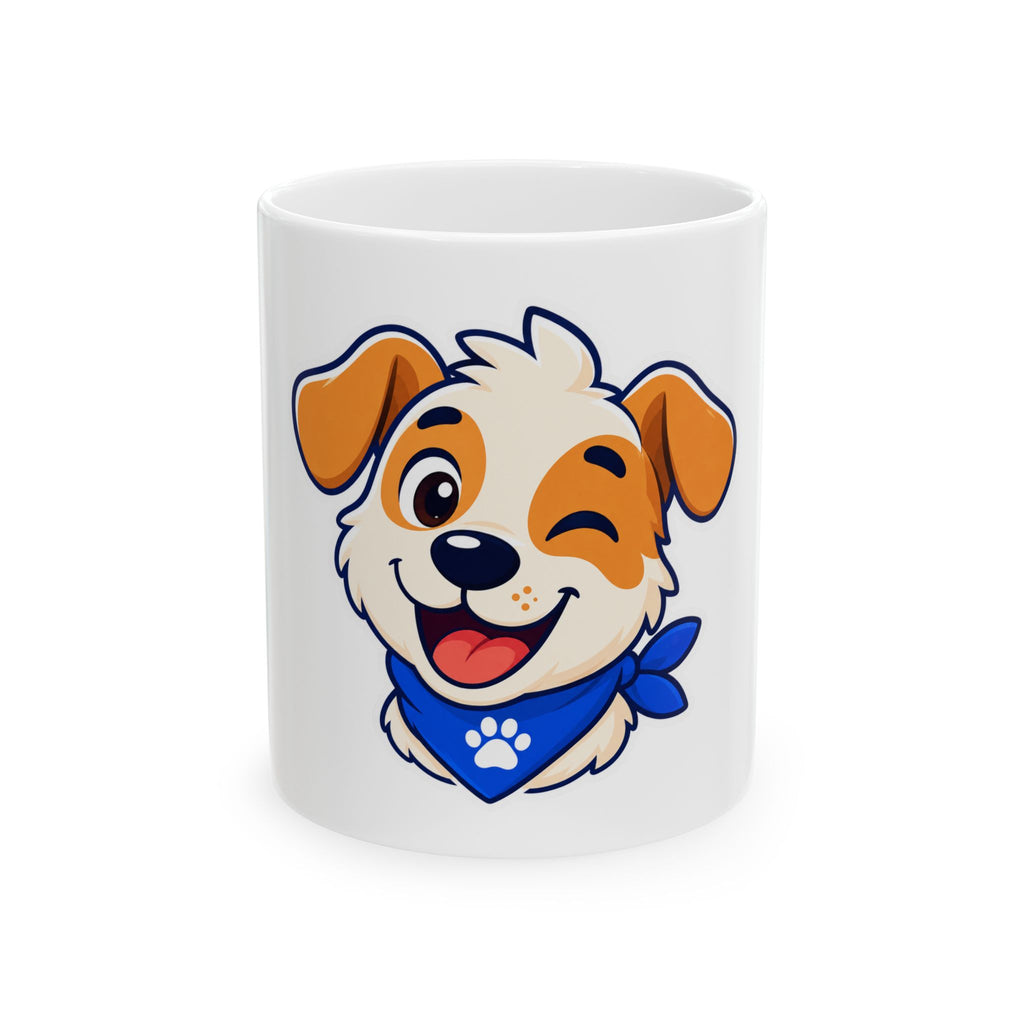 Pawtrait Club Mascot Mug – Cute Winking Puppy Ceramic Coffee Mug for Dog Lovers, 11oz and 15oz